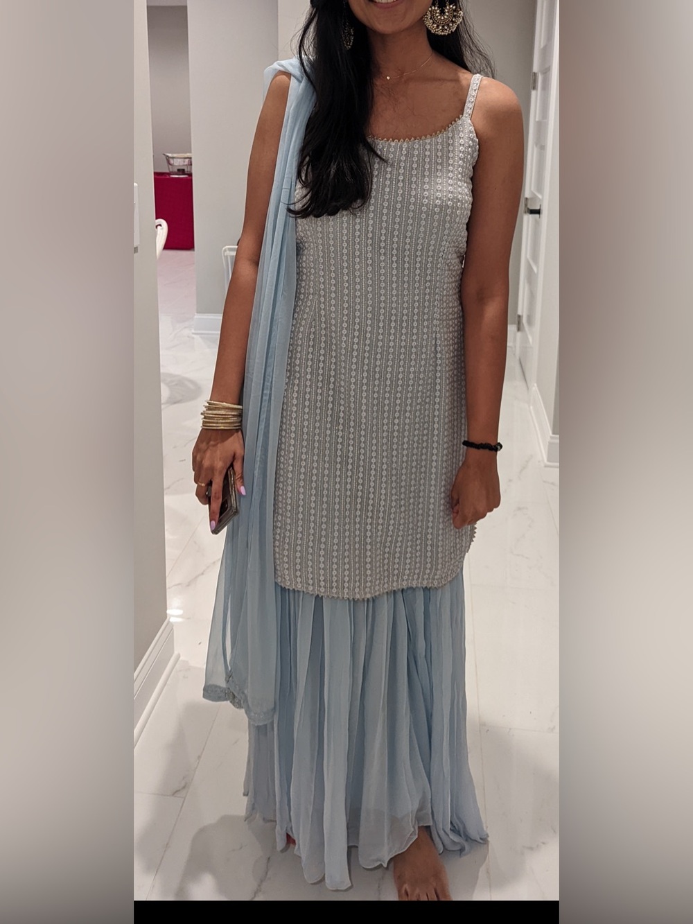 Elegant Light Blue Embellished Women’s Salwar Set